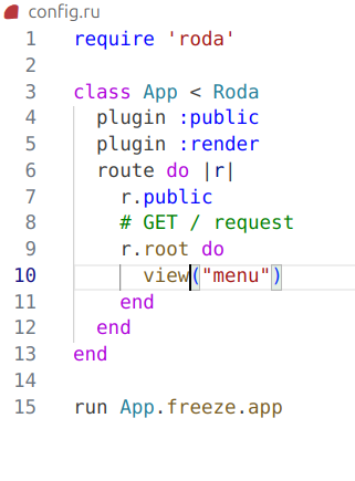 author's first roda route