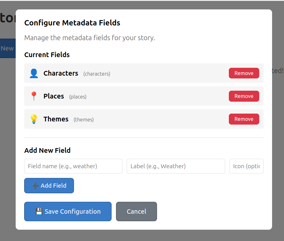 Configuring metadata fields